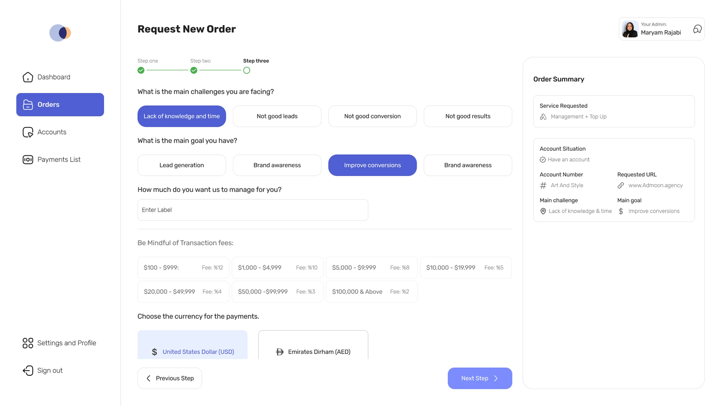 Admoon International Dashboard